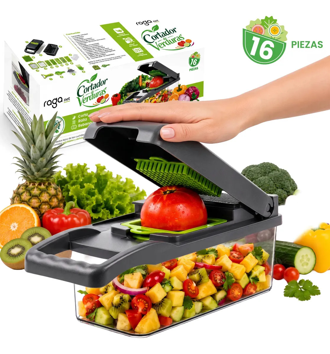 Rallador Cortador Rebanador Picador Manual De Verduras Fruta Raganet