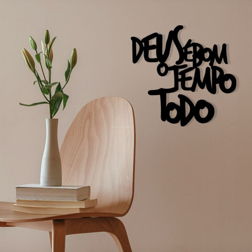 Frase Decorativa De Parede Deus É Bom O Tempo Todo Mdf Preto