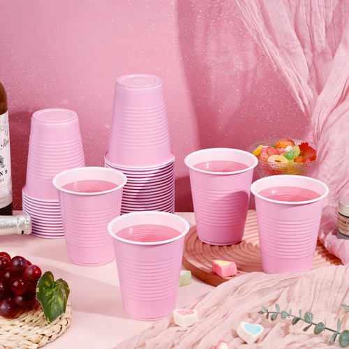Paquete De 100 Vasos De Plástico Rosa 530 Ml Desechables