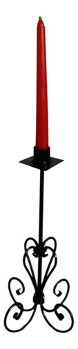 Candelabro Artesanal En Hierro Para 1 Vela Negro 