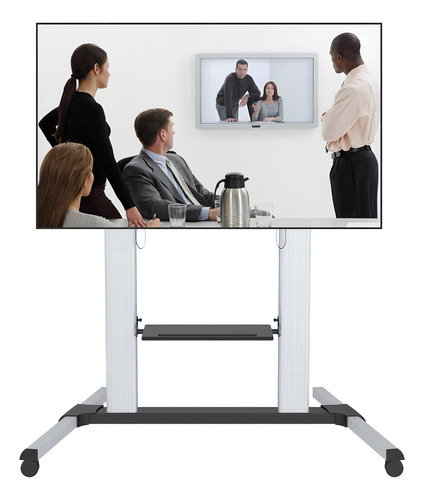 Stand Para Tv Con Ruedas 55 60 65 70 75 77 85 100 Pulgadas Color Plateado