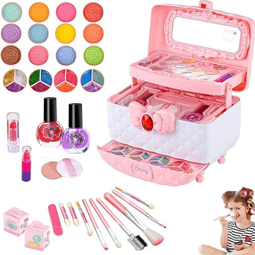 Kit De Maquillaje Infantil Maleta Pintalabios Y Esmalte De U