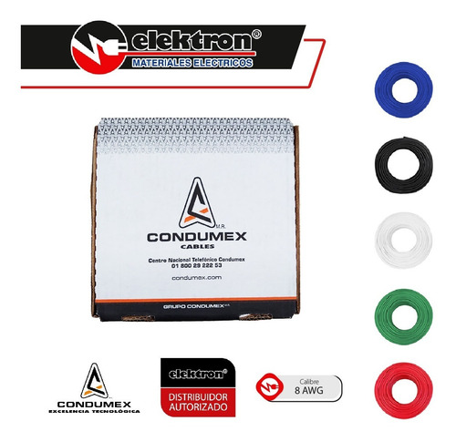 Imagen 3 de 8 de Caja 100 Mts Cable Azul Thw Cal 8 Awg Condumex Vinanel Xxi