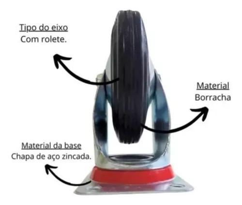 4 Rodizios Giratórios 6 Polegadas 2 Sem Trava 2 Com Trava