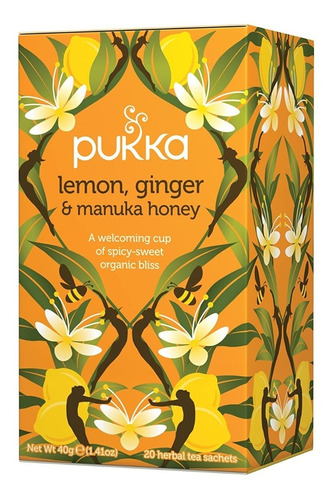 Té Orgánico Lemon Ginger Y Manuka Honey  Pukka 40g