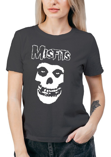 Polera Mujer Misfits Skull Rock Punk Algodón Orgánico Mus27