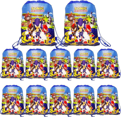 Bolsa Sorpresa Tula Sonic Medidas 36x28cm Fiestas Niños 12un