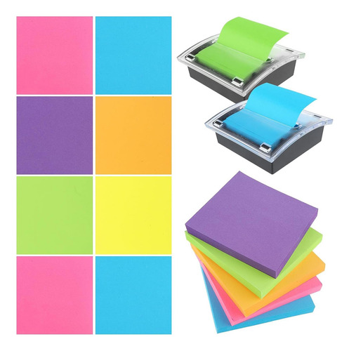 12 Pcs Notas Adhesivas Con 2 Pcs Pop Up Notes Dispenser, En