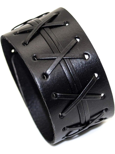 Pulsera Heavstjer Punk Rock Pulsera Ancha De Cuero Brazalete