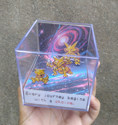Cubo Diorama Pokemon Evolução Abra, Kadabra, Alakazam