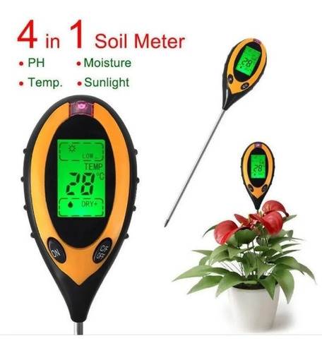 Medidor Ph Terra Solo Plantas 4 Em 1 Umidade Termômetro