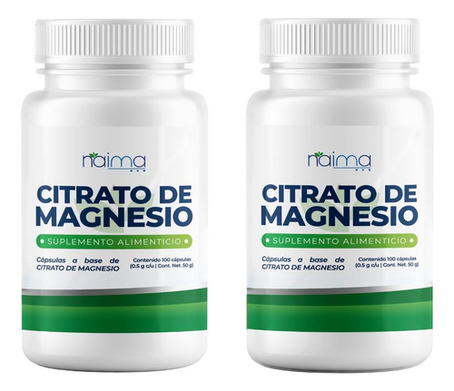 Citrato De Magnesio 100 Cáps Paquete Combinado 2 Frascos
