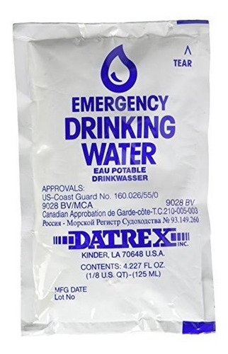 Datrex Paquetes De Agua De Emergencia 4,227 Oz - 3 Días / 72