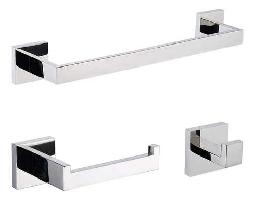 Tastos 3-piece Chrome Bathroom Hardware Accessory Set, Prem.