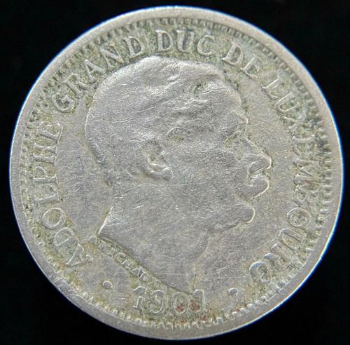 Luxemburgo, 10 Centimes, 1901. Adolfo. Vf