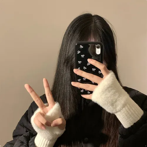 Guantes Invierno Mujer Mitones Sin Dedos Abrigados Elasticos
