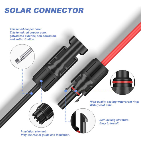 Cable Solar 30 Metros 10 Awg Negro Y Rojo Con Conectores Color De La Cubierta
