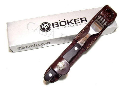 Imagen 2 de 3 de Juego Asador Boker Arbolito Hoja 9,5cm Inox Fc5704 Cabo Pom