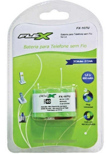 Bateria Telefone Sem Fio Ni-cd 3.6v 400mah Fx-107u Flex