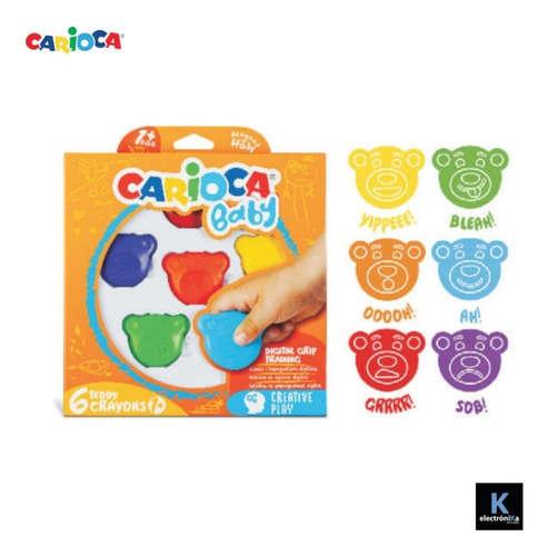 Crayones Teddy Baby Ergo 6 Colores Carioca / K