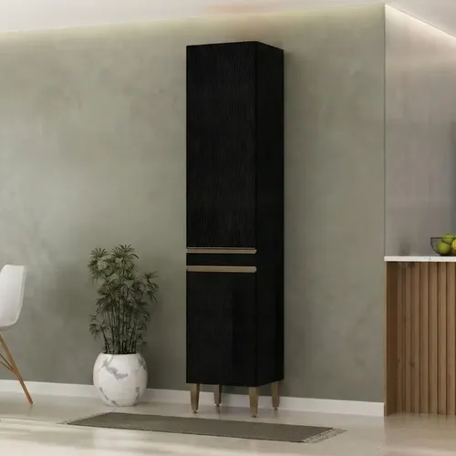 黒金pap Paneleiro 2 Portas Para Cozinha Modulada Milão Preto 182cm
