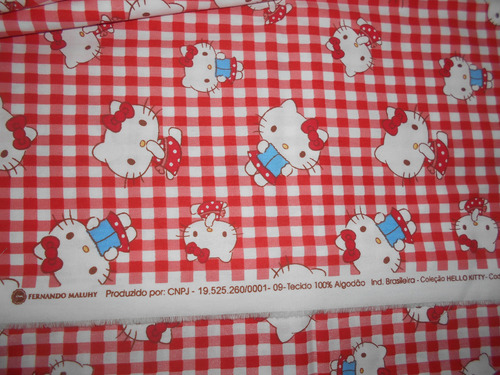 Tecido Tricoline Estampado Hello Kitty - 2 Metros X 1,5 M