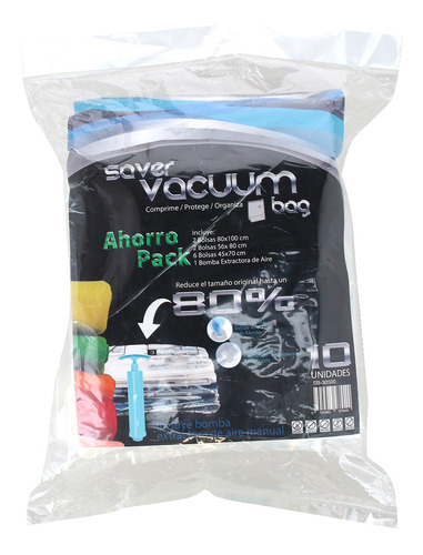 Pack 10 Bolsas Ahorra Espacio + Extrac Aire Saver Vacuum Bag