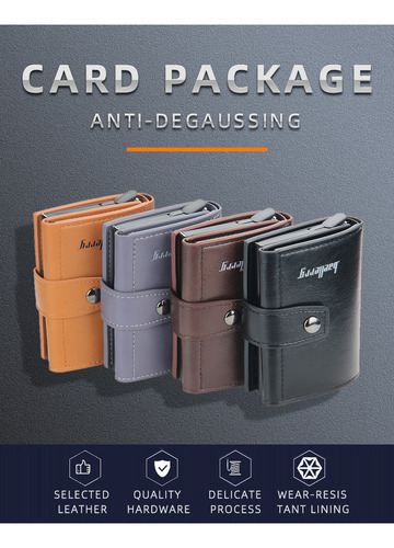 K Cartera Tarjetero De Cuero Para Hombre Con Protección Rfid