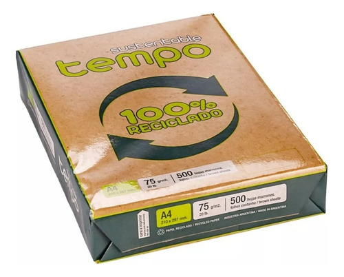 Resma A4 75gr Tempo Sustentable 100 % Reciclado