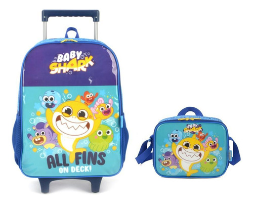 Kit Escolar Baby Shark Disney Mochila De Rodinha + Lancheira