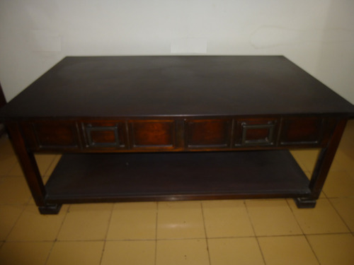 Mesa De Centro Sala Negra Madera Usada