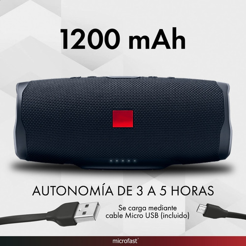 Imagen 5 de 6 de Parlante Portátil Bluetooth Sd Usb Radio Fm Batería 5 Hs.