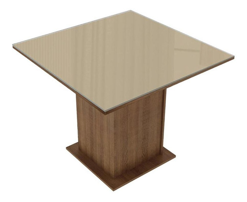 Mesa Madesa Quadrada Tampo De Vidro 5363 Rustic/crema