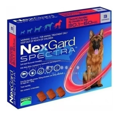 Imagen 1 de 1 de Nexgard Spectra 3 Tabletas 30 A 60 Kg Mejor Que Bravecto
