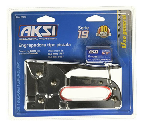 Aksi 109203 Engrapadora Tipo Pistola, 200 Grapas Gratis