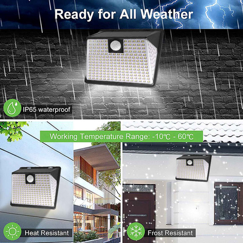 Luminária De Parede Solar Externa .sj 260 Led Com Sensor De
