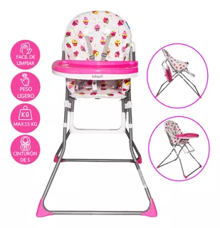 Silla De Comer Bandeja Plegable Candy Rosado