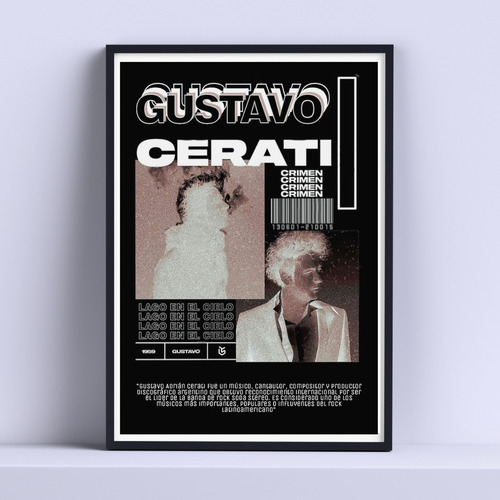 Cuadro Gustavo Cerati Poster Crimen Deco 30x40cm Con Vidrio