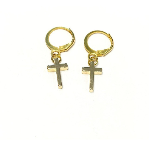 Arete Huggies Con Dije En Chapa De Oro 18k ( 1 Par )