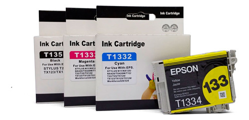 Kit Cartuchos 133 Colores + 135 Negro Compatible Con Epson