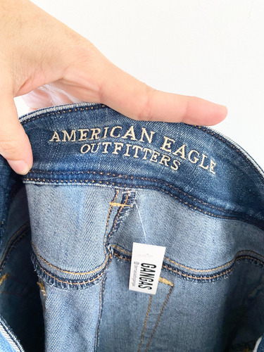 Jeans Azul Tiro Medio Elastizado Recto Mujer American Eagle (Usado)