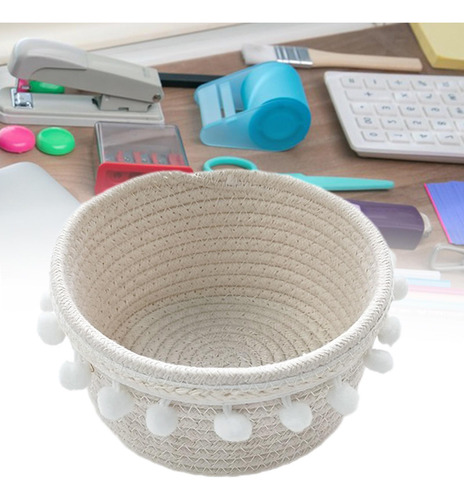 Cesta De Almacenamiento De Tejido A Mano Cesta De 17cmx9cm