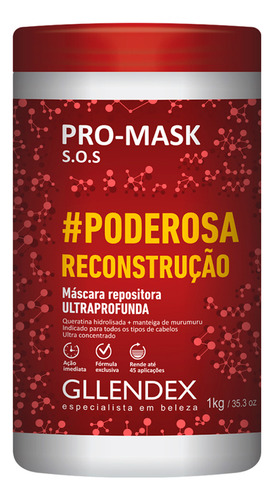 Gllendex Poderosa Reconstruccion Shampoo Enjuague Mascara