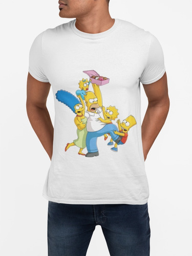 Polera The Simpson Con Rosquilla Algodon Estampada