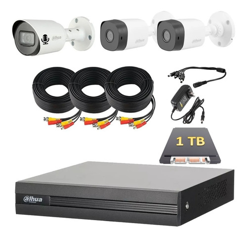 Kit De Video Vigilancia 3 Camaras 2mp Dahua 1 Tb 1 Microfono