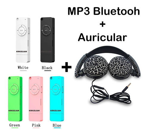 Reproductor Mp3 Bluetooth 8gb + Auriculares Cascos Negro