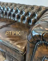 Comprar Sillón Chesterfield Clásico Cuero Vacuno 3 Cuerpos Amber
