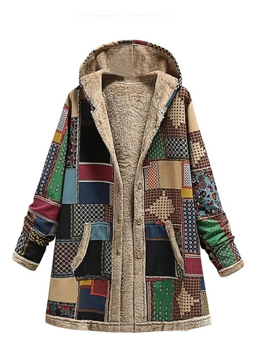 Chaqueta Con Capucha De Patchwork Retro, Ropa De Abrigo