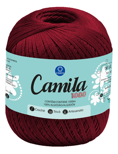 Linha Camila 1000 Coats - Algodão Mercerizado - 150g Tex 145 Cor 01364 - Vermelho Escuro