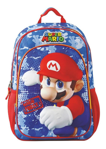 Mochila Escolar Primaria Super Mario Nintendo Chenson Color Azul